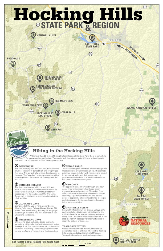 Hocking Hills Trail System Map.